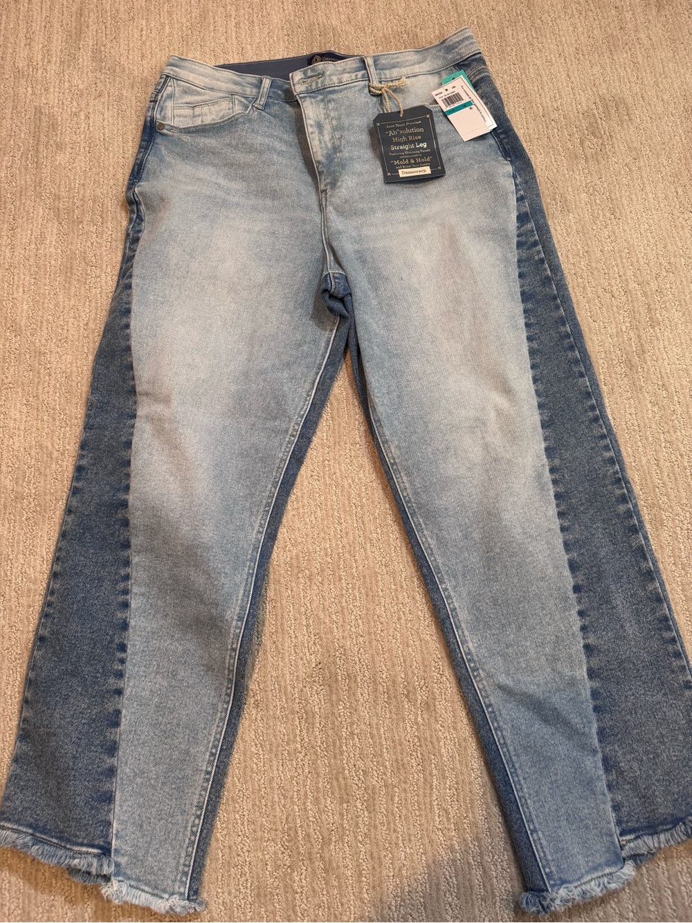 NWT ~ Democracy Two-Tone Light and Dark Blue Straight Leg Jeans